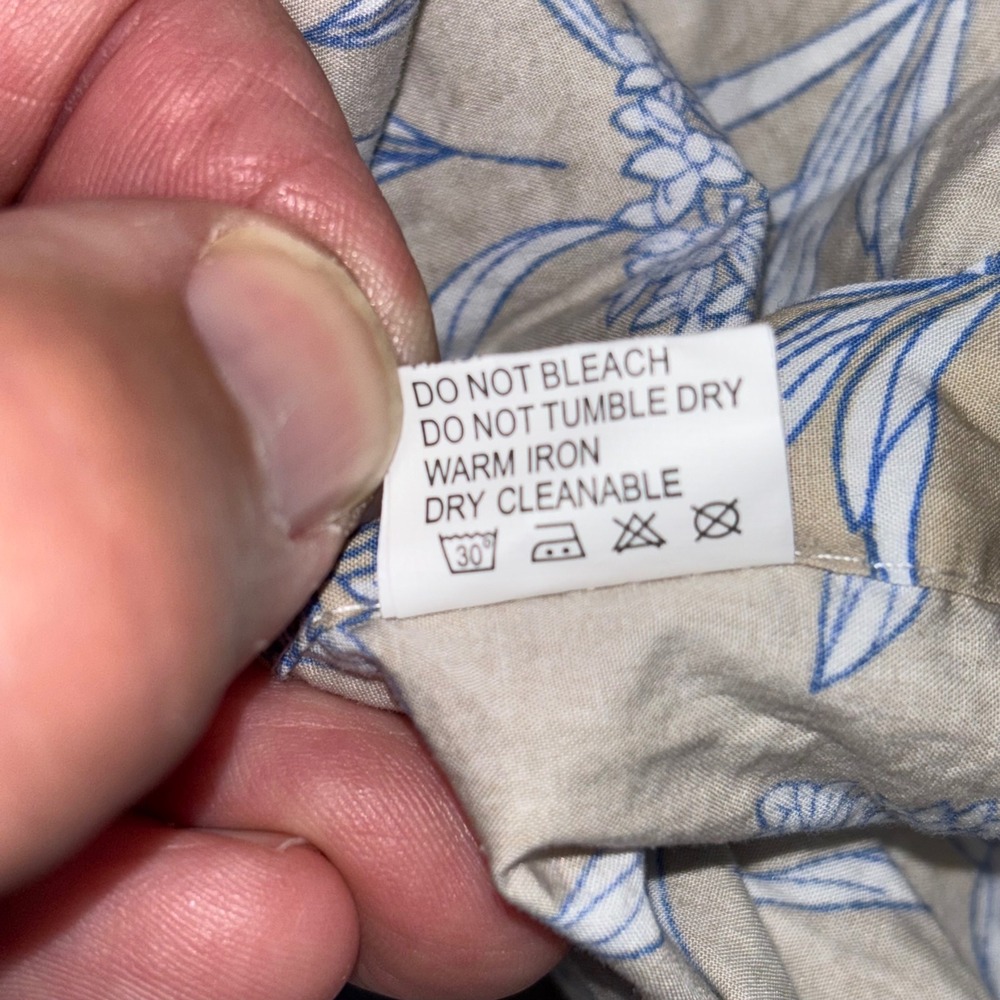 Thomas Pink Women Tan Blue Floral Cotton Button Down Shirt Blouse Size 14 - Picture 5 of 11